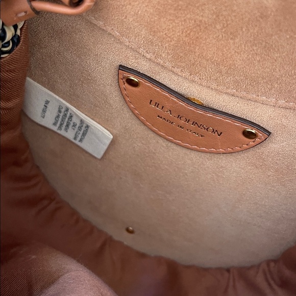 ULLA JOHNSON Paloma Ruched Straw Crossbody Bag Noir Melange - Picture 7 of 8